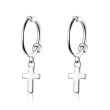 Boucles d'oreilles puces en forme de croix, argent sterling S925 plaqué or blanc, boucles d'oreilles simples pour hommes et femmes. Cadeau surprise