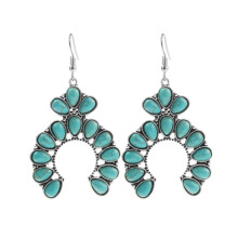E2204-7 Pendientes de estilo étnico turquesa, elegantes, sencillos y con un toque retro. Regalo sorpresa.