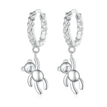 Bse729 S925 Sterling Silver Bear Twist Animal Earrings Plated With White Gold Surprise Gift