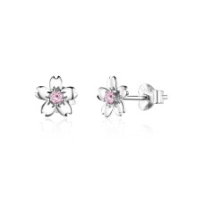 Orecchini a lobo a forma di fiore in argento sterling 925, eleganti e semplici, con zirconi. Un regalo a sorpresa.