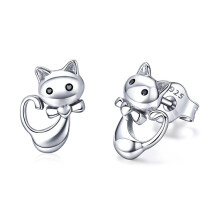 Cat Earrings, S925 Sterling Silver, Simple And Unique Style, Women'S Earrings. Surprise Gift