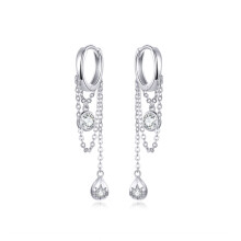 Sterling Silver Earrings With Zircon Tassels, Long Stud Earrings, S925, Women'S Earrings And Jewelry. Surprise Gift