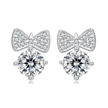 Pendientes de plata de ley 925 con lazo dulce y femenino (Bse1143) Regalo sorpresa