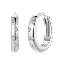 S925 Sterling Silver Plated With White Gold Moissanite Earrings (Mse088) Surprise Gift