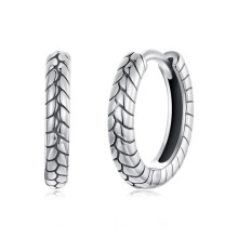 S925 Sterling Silver Anodized Snakeskin Earrings (Bse1175) Surprise Gift