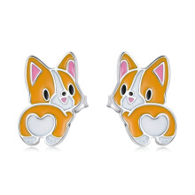 S925 Sterling Silver Cute Corgi Stud Earrings For Women Surprise Gift