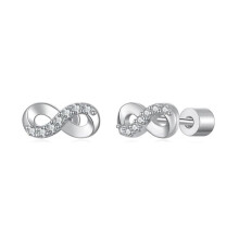 S925 Sterling Silver Sparkling Moissanite Stud Earrings With Infinity Symbol (Mse076) Surprise Gift