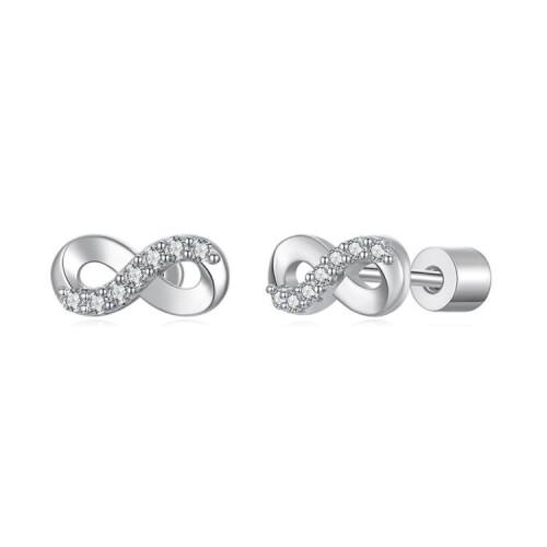 Σκουλαρίκια-κρίκοι Moissanite από ασήμι S925 με το σύμβολο του απείρου (Mse076) Δώρο-έκπληξη
