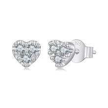 S925 Sterling Silver Heart-Shaped Moissanite Stud Earrings (Mse073) Surprise Gift