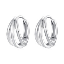 S925 Sterling Silver Plated With White Gold Multi-Layer Linear 3D Earrings (Bse1125) Surprise Gift