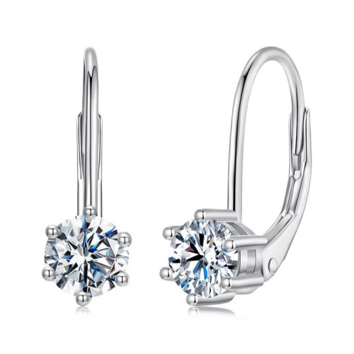 Κομψά ασημένια σκουλαρίκια Moissanite με λαμπερά στρας S925 (Mse075) Δώρο-έκπληξη