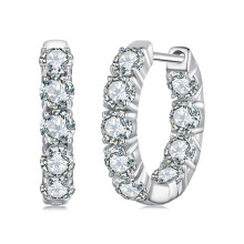 S925 Sterling Silver Plated With White Gold And Sparkling Moissanite Earrings (Mse069) Surprise Gift