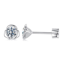 Pendientes de moissanita rosa brillantes chapados en oro blanco y plata de ley 925 (Mse071) Regalo sorpresa