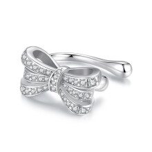Eleganti orecchini a forma di fiocco in rame placcato oro bianco (Yie248) Regalo a sorpresa