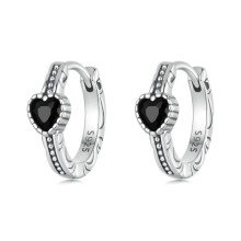 Boucles d'oreilles élégantes vintage en argent sterling 925 oxydé, motif cœur (Sce1800) - Cadeau surprise