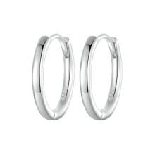 Sce1772 S925 Sterling Silver Platinum Plated Plain Hoop Earrings, Size: S Surprise Gift