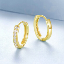 S925 Sterling Silver Gold-Plated Hoop Earrings, Color: Gold, Size S Surprise Gift