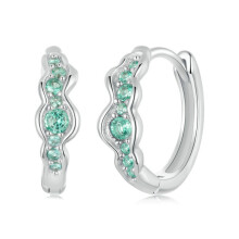 S925 Sterling Silver Plated With White Gold Sweet Turquoise Wave Earrings (Bse1034) Surprise Gift