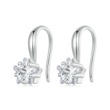 S925 Sterling Silver Star Zirconia Earrings (Bse1028) Surprise Gift