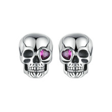 S925 Sterling Silver Oxidized Dark Style Skull Earrings Halloween Earrings (Sce1771) Surprise Gift