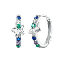 S925 Sterling Silver Plated With White Gold Colorful Starry Eyelet Earrings (Bse1048) Surprise Gift