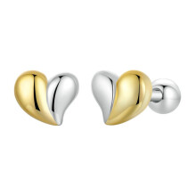 S925 Sterling Silver Heart-Shaped Earrings Plated With White Gold (Bse1089) Surprise Gift