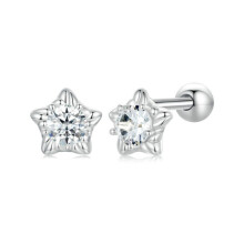 S925 Sterling Silver Moissanite Star Thread Earrings (Mse051) Surprise Gift