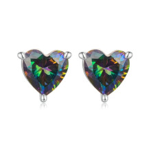 Pendientes vintage de plata de ley 925 iridiscentes con forma de corazón, dulces y modernos (Sce1736) Regalo sorpresa