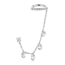 S925 Sterling Silver Fine Zirconia Tassel Earring Clip Earrings (Bse1088) Surprise Gift