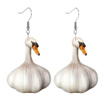 Funny Garlic Duck Earrings For Women, Fashionable Holiday Animal Earrings, Style: Single-Sided Pattern Surprise Gift