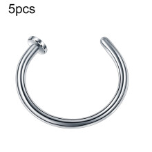 Five Stainless Steel Nose Rings, C-Shaped Nose Studs, Lip Rings, And Earrings (No Piercings). Size: 0.8 X 10+2 (Steel Color). Surprise Gift