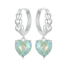 S925 Sterling Silver Blue-Green Zirconia Heart-Shaped Women'S Earrings (Sce1706) Surprise Gift