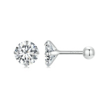Pendientes de plata de ley 925 chapados en oro blanco con circonitas, color: circonita blanca, talla S. Regalo sorpresa.
