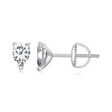 S925 Sterling Silver Plated With White Gold Sparkling Teardrop Moissanite Earrings (Mse049) Surprise Gift