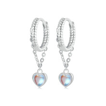 S925 Sterling Silver Plated With White Gold: Lively Heart Tassel Earrings (Bse995) Surprise Gift