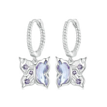 S925 Sterling Silver Plated With White Gold: Irregular Wing Butterfly Earrings (Bse986) Surprise Gift