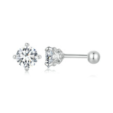S925 Sterling Silver White Gold Plated Moissanite Threaded Base Earrings (Mse050) Surprise Gift