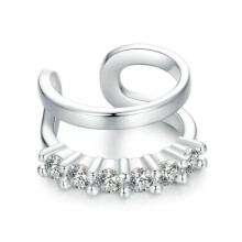S925 Sterling Silver Zircon Double-Layer Single Ear Clip Earring (Bse964) Surprise Gift