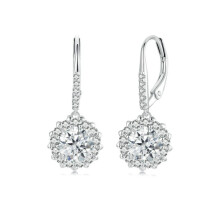 S925 Sterling Silver Platinum-Plated Moissanite Women'S Earrings (Mse046) Surprise Gift