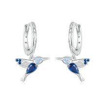 S925 Sterling Silver Platinum-Plated Opal Hummingbird Earrings (Bse985) Surprise Gift