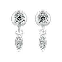 S925 Sterling Silver Sparkling White Gold Plated Zircon Tassel Earrings (Sce1716) Surprise Gift