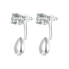 S925 Sterling Silver White Gold Plated Teardrop-Shaped Women'S Earrings (Sce1713) Surprise Gift