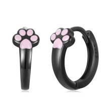 Orecchini a forma di zampa di gatto in argento sterling S925 placcato oro nero, un regalo a sorpresa.