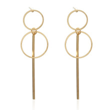 Geometric Openwork Long Alloy Stud Earrings With Varying Sizes Of Circles (Gold) Surprise Gift