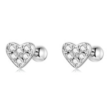 S925 Sterling Silver Electroplated Zirconia Heart Earrings (Sce1298) Surprise Gift