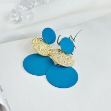 Patchwork Solid Color Geometric Circular Women'S Earrings (E-649-Blue) Surprise Gift