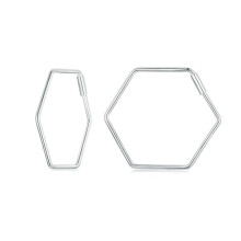 S925 Sterling Silver Zircon Hexagonal Earrings (Sce1710) Surprise Gift