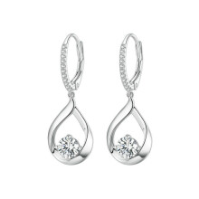 Sterling Silver Plated With White Gold Teardrop Moissanite Earrings Surprise Gift