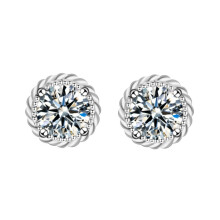925 Sterling Silver Crown Earrings (50 Point Moissanite In White Gold) Surprise Gift