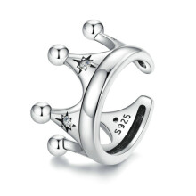 Sce1530 Ohrclip aus Sterlingsilber (925) mit Krone und Stern, Zirkonia – Überraschungsgeschenk